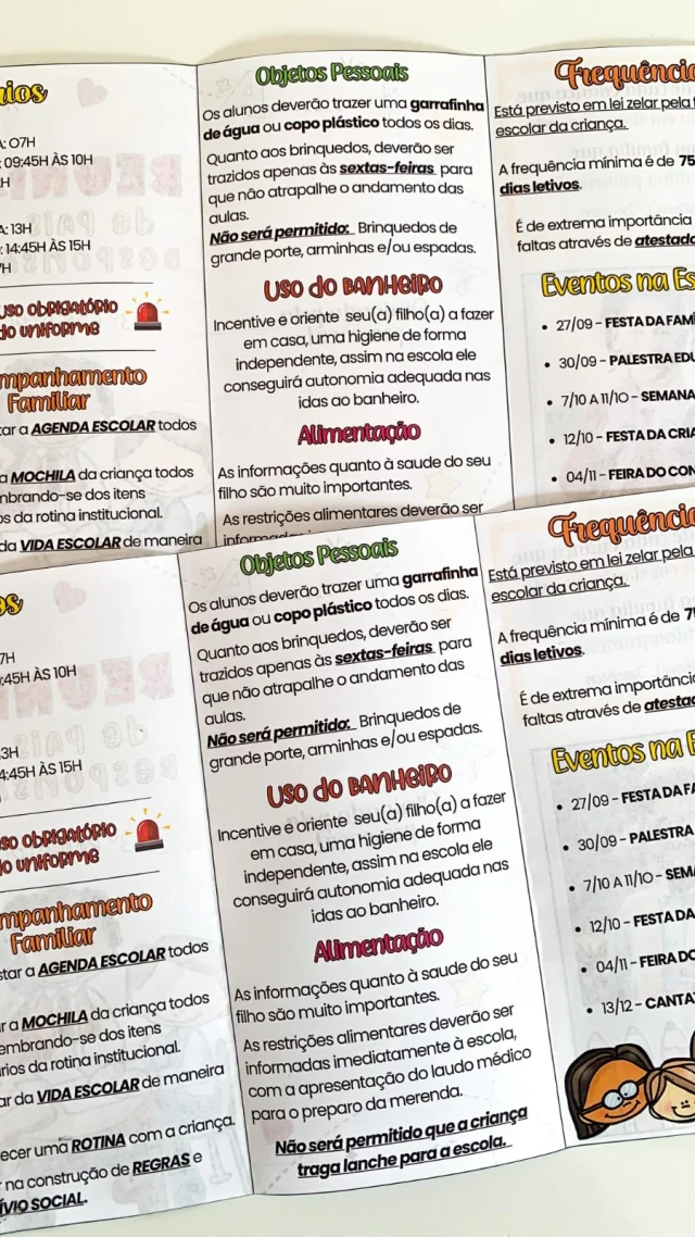 ✨ Folder Reunião ✨

🤩 Arquivo Folder Reunião de Pais editável.

💖 O material vai com as informações totalmente editável, para ser personalizado de acordo com as informações importantes de cada reunião.

🥳 No folder também é possível adicionar a foto da criança.

✅ Link de edição através do Canva.

💰R$7,00

🛍️ Para adquirir comente “eu quero”, chame no direct ou acesse a loja na bio.
.
.
.
#prof #professor #professora #pedagoga #pedagogo #pedagogia #profporamor #profcriativa #educacao #educacaoinfantil #ensino #ensinofundamental