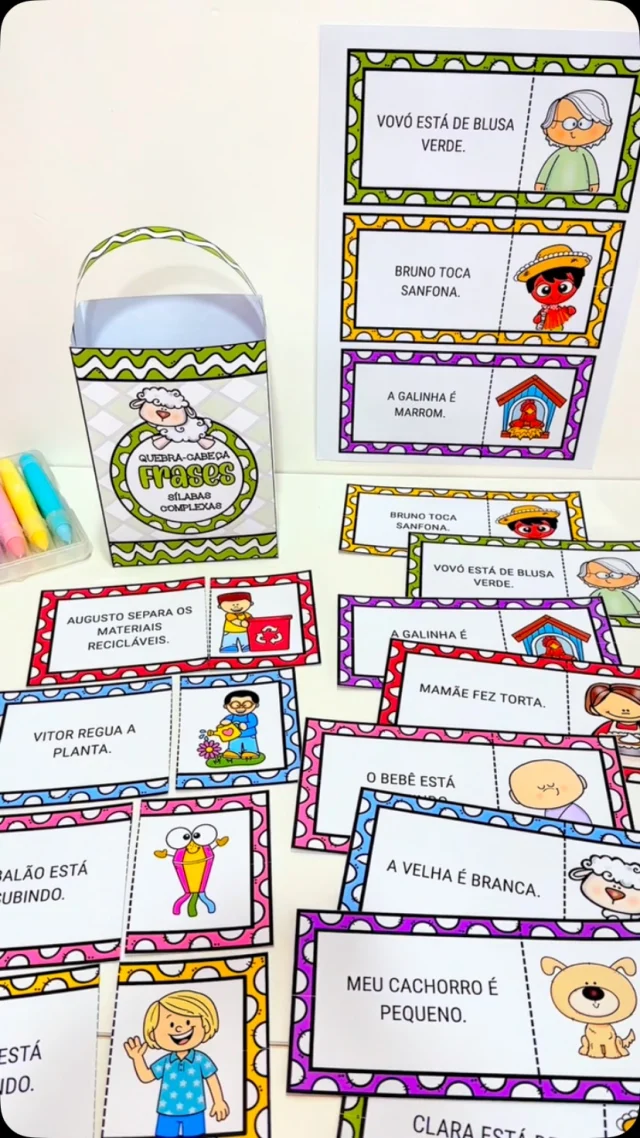 ✨ Quebra-cabeça Frases Sílabas Complexas ✨

🤩 Quebra-cabeça das Frases Sílabas Complexas para trabalhar o conteúdo com crianças em fase de Alfabetização.

💖 O material inclui 12 fases ilustradas para pareamento e sacolinha para guardar o material.

😁 Objetivos da proposta:
* Desenvolver a compreensão leitora
* Estimular a associação entre texto e imagem
* Trabalhar a estruturação de frases
* Promover a habilidade de sequência lógica
* Ampliar o vocabulário
* Incentivar a atenção e a concentração
* Estimular o raciocínio lógico
* Apoiar o desenvolvimento da autonomia na leitura
* Tornar o aprendizado mais lúdico e interativo

✅ O arquivo vai em PDF, pronto para impressão.

💰R$5,00

🛍️ Para adquirir comente “eu quero”, chame no direct ou acesse a loja na bio.
.
.
.
#prof #professor #professora #pedagoga #pedagogo #pedagogia #profporamor #profcriativa #educacao #educacaoinfantil #ensino #ensinofundamental